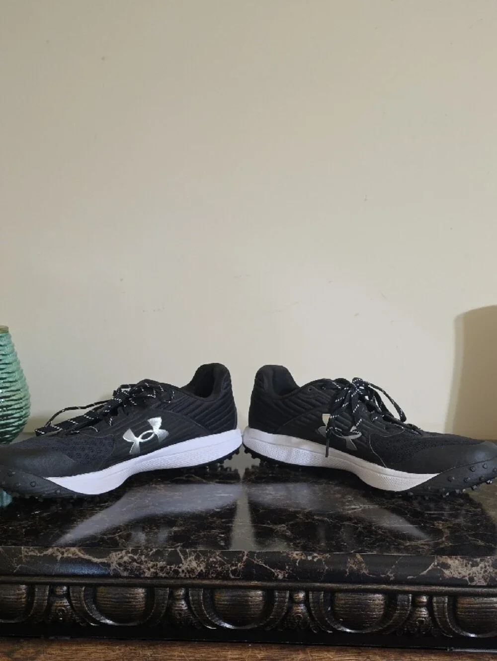 Under Armour Men’s Black Athletic Running Shoes with White Midsoles